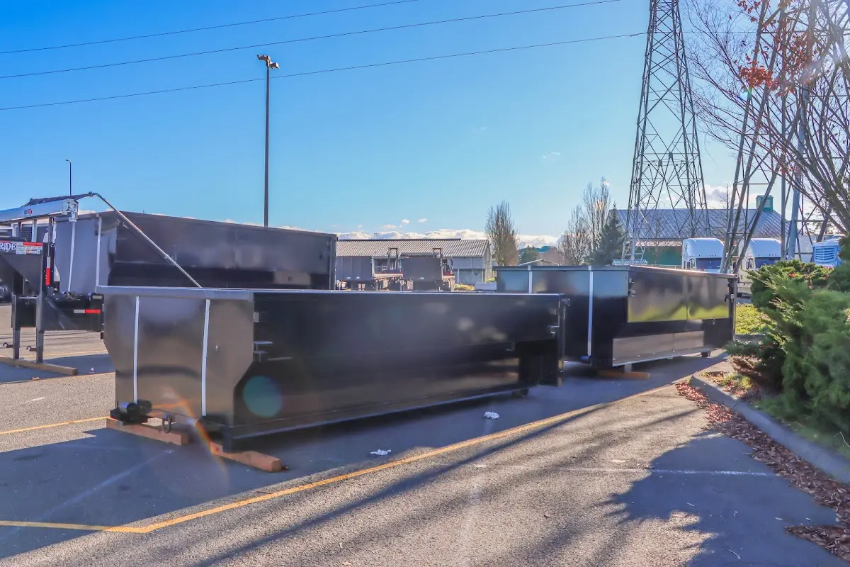 Roll-off dumpster ready for waste disposal at job site for 30 Yard Dumpster Rental in Meriden
